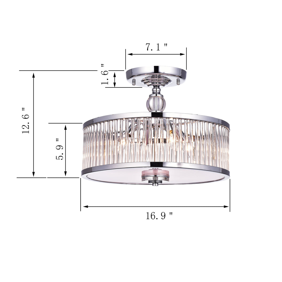 Bekka 4-Light Drum Semi-Flush Mount - Chrome