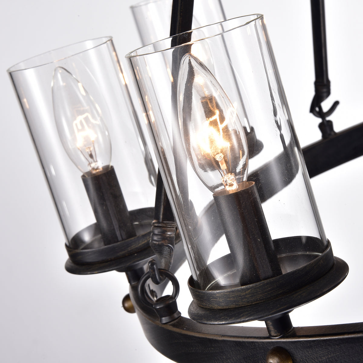 Arques 6 - Light Candle Style Wagon Wheel Chandelier