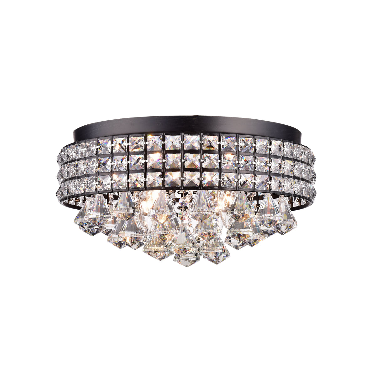 Diah 4-Light Crystal Flush Mount Drum - Brownish Black