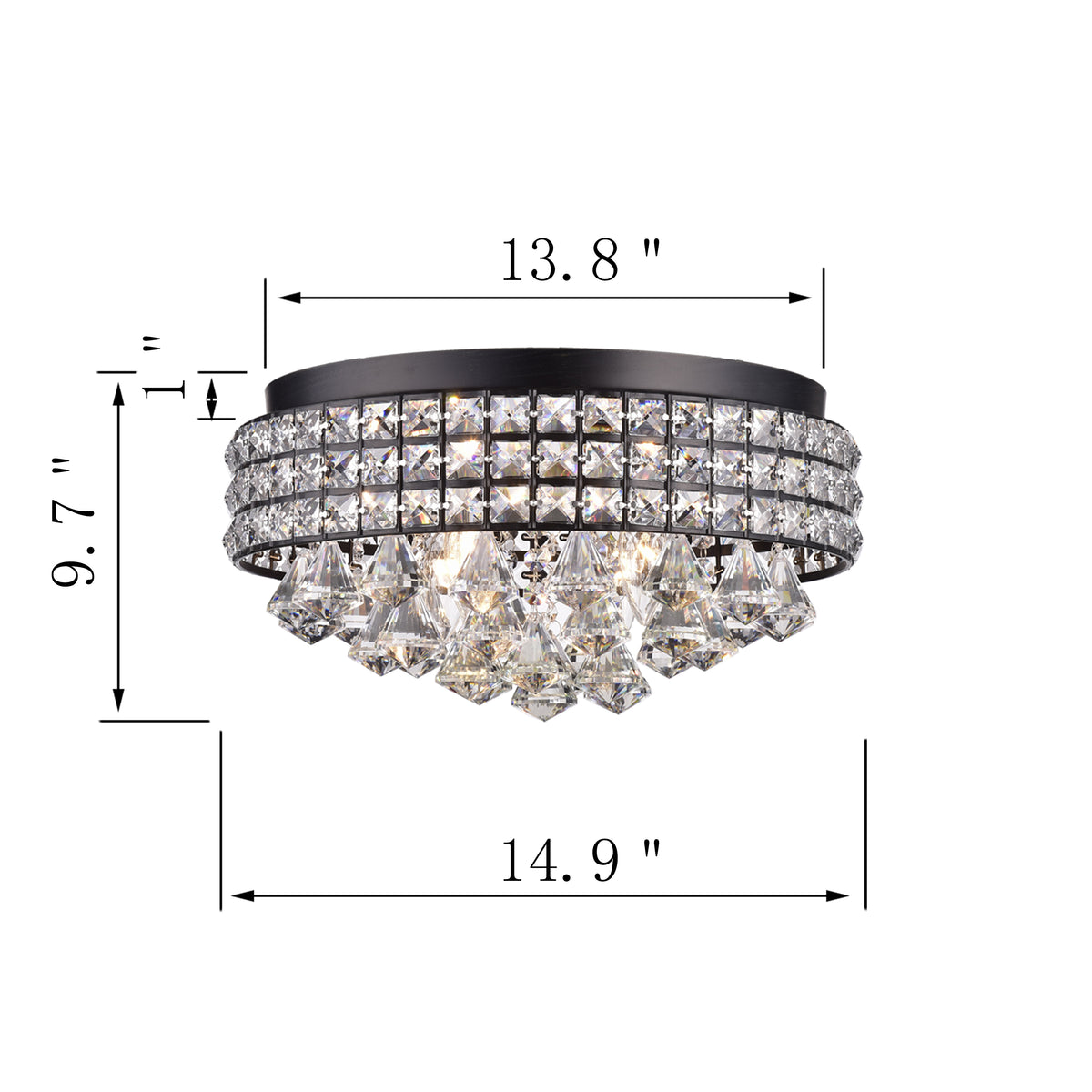 Diah 4-Light Crystal Flush Mount Drum - Brownish Black