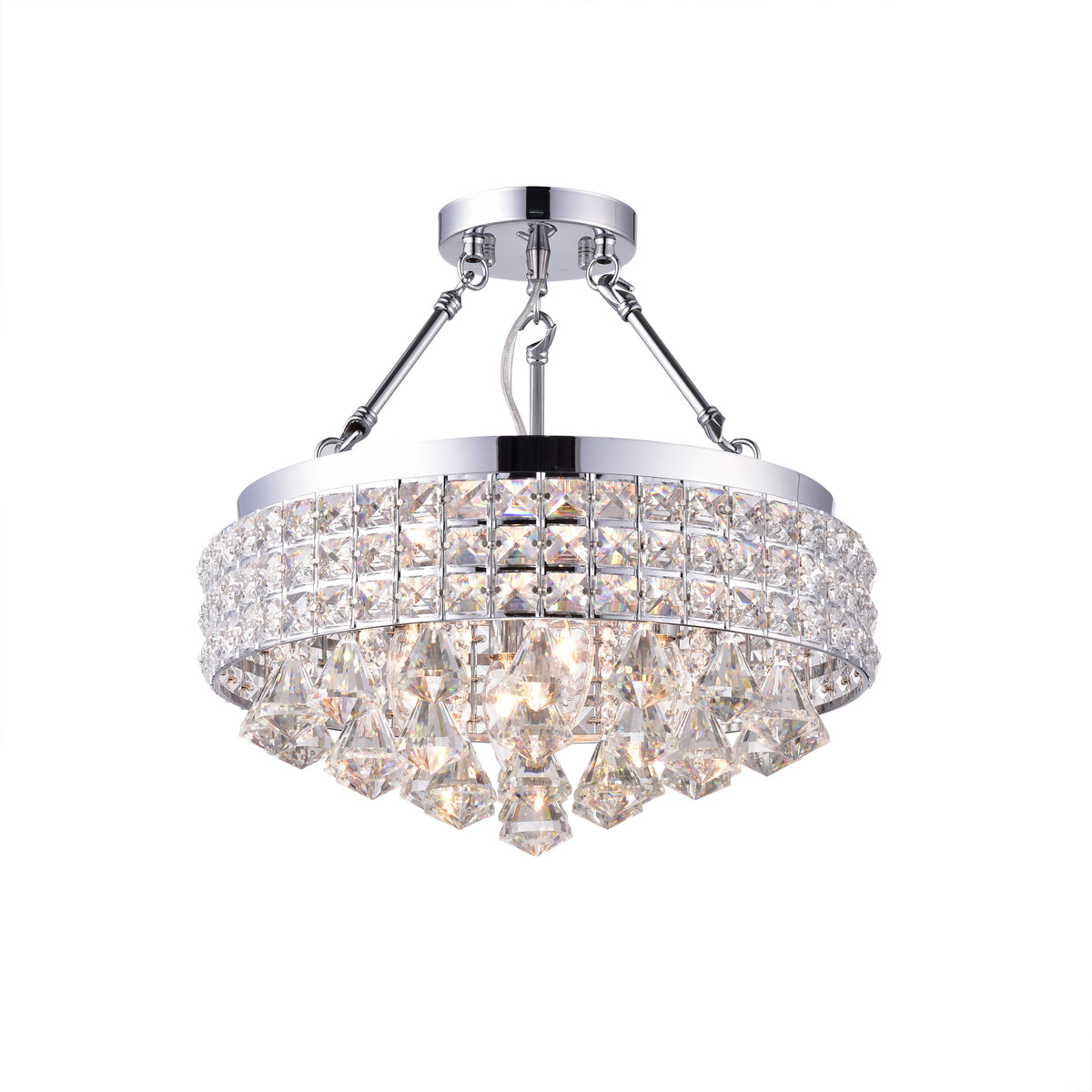 Fidan 4-Light Chandelier Style Drum Semi-Flush Mount - Chrome