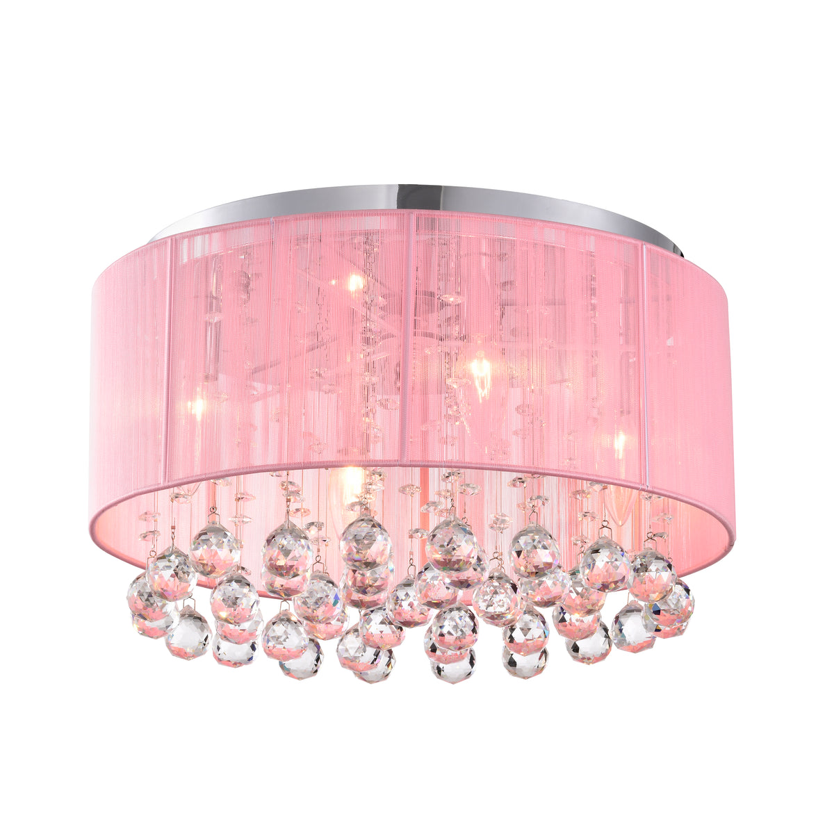 Hatiora 4-Light Drum Flush Mount with Pink Fabric Shade