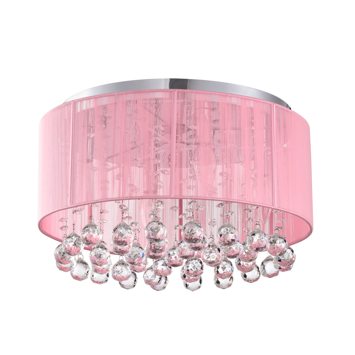 Hatiora 4-Light Drum Flush Mount with Pink Fabric Shade