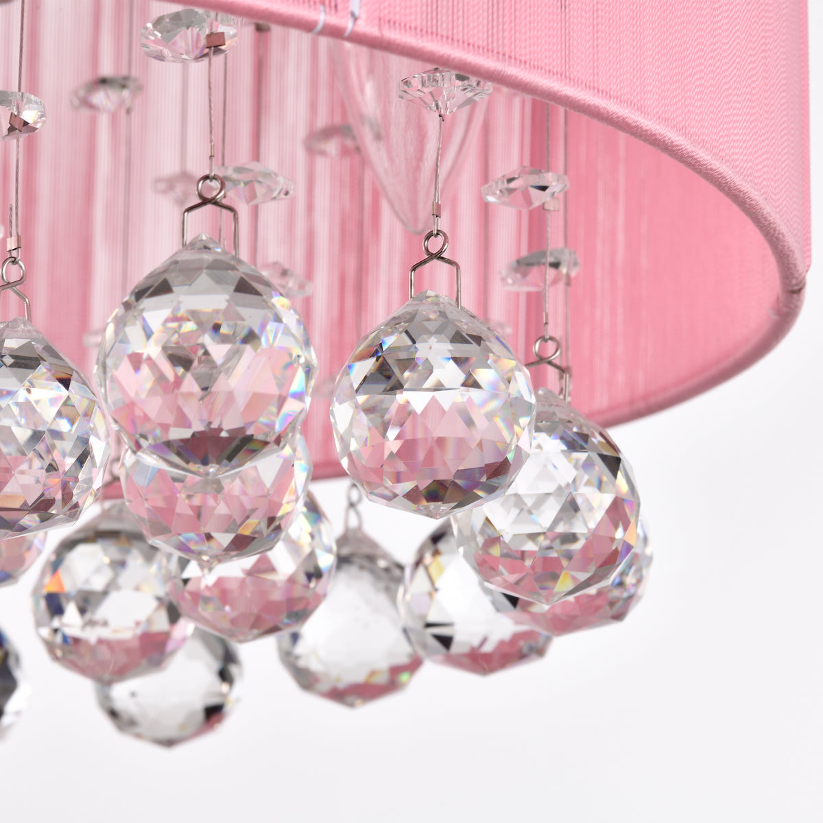 Hatiora 4-Light Drum Flush Mount with Pink Fabric Shade