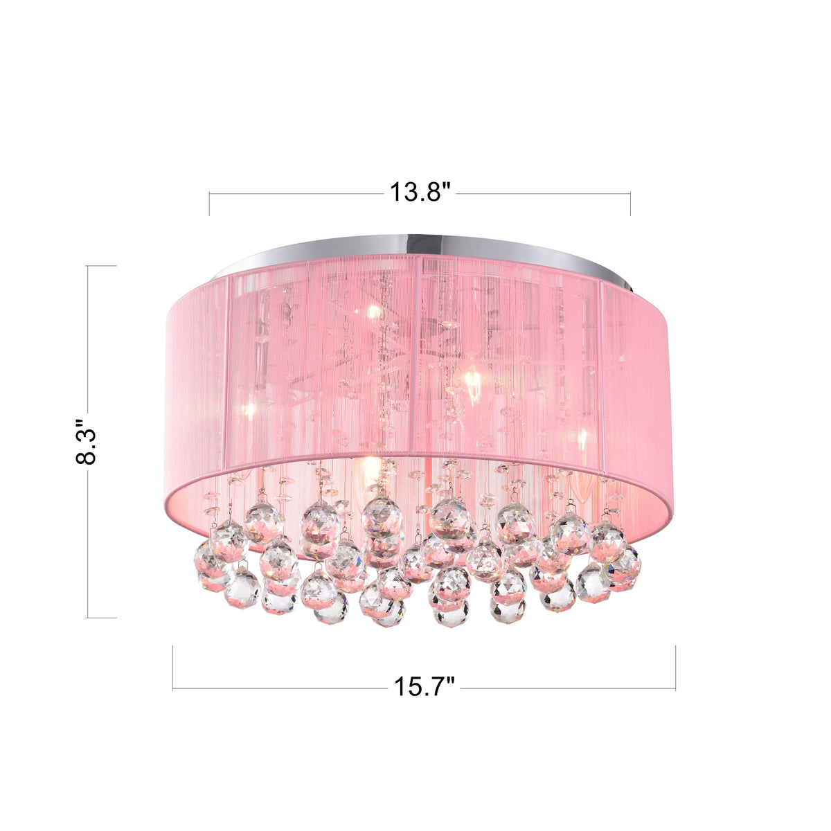 Hatiora 4-Light Drum Flush Mount with Pink Fabric Shade