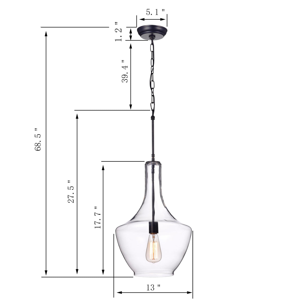 Canapino 1-Light Single Teardrop Pendant