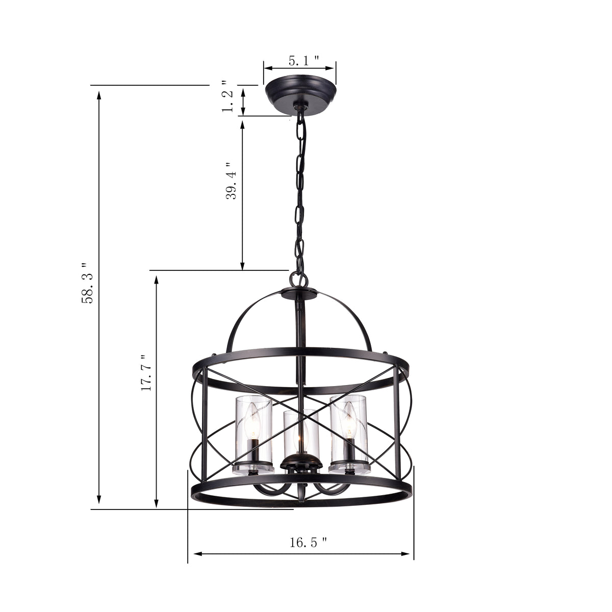 Ecsenius 3-Light Lantern Style Chandelier