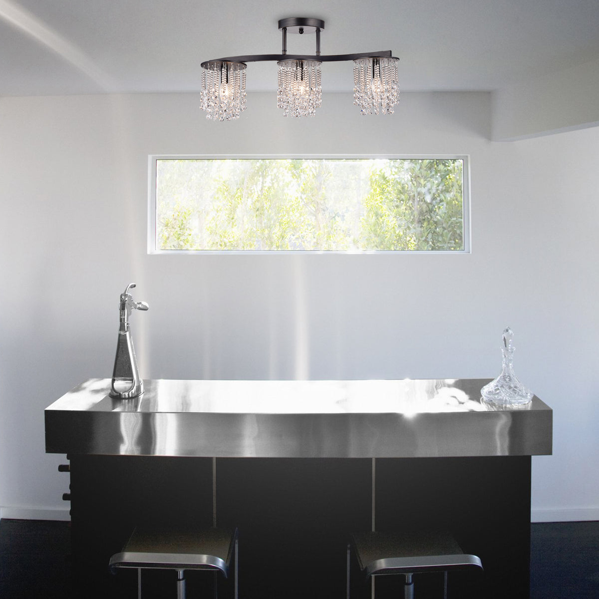 Denissa 3-Light Cluster Semi-Flush Mount - Coffee Black