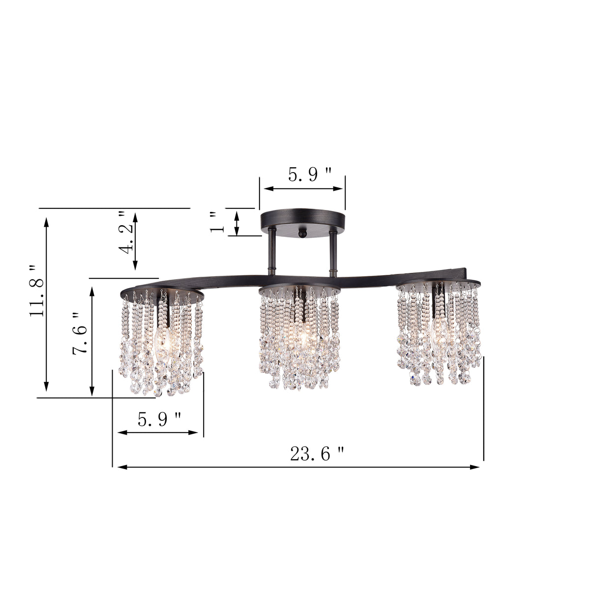 Denissa 3-Light Cluster Semi-Flush Mount - Coffee Black