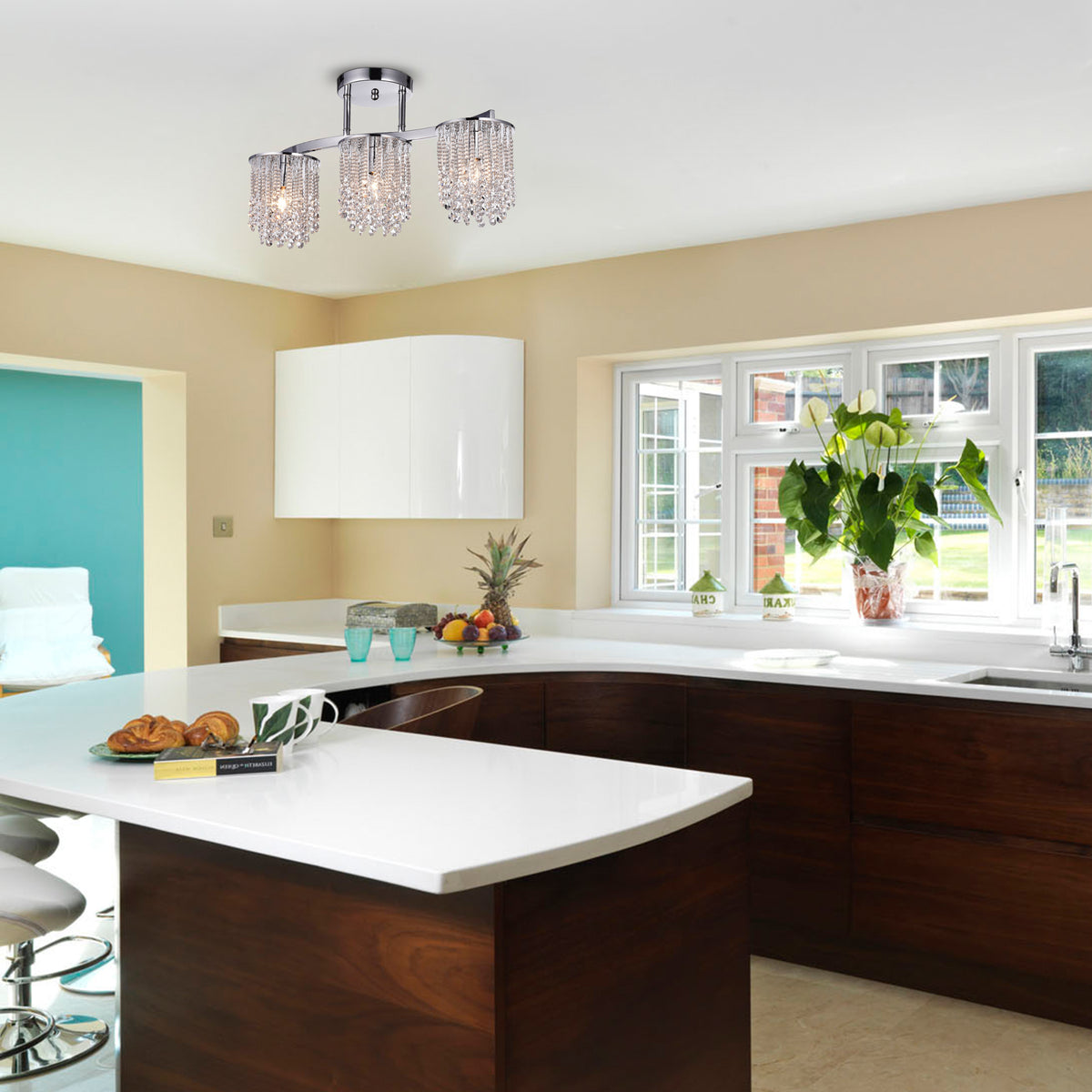 Denissa 3-Light Cluster Semi-Flush Mount - Chrome