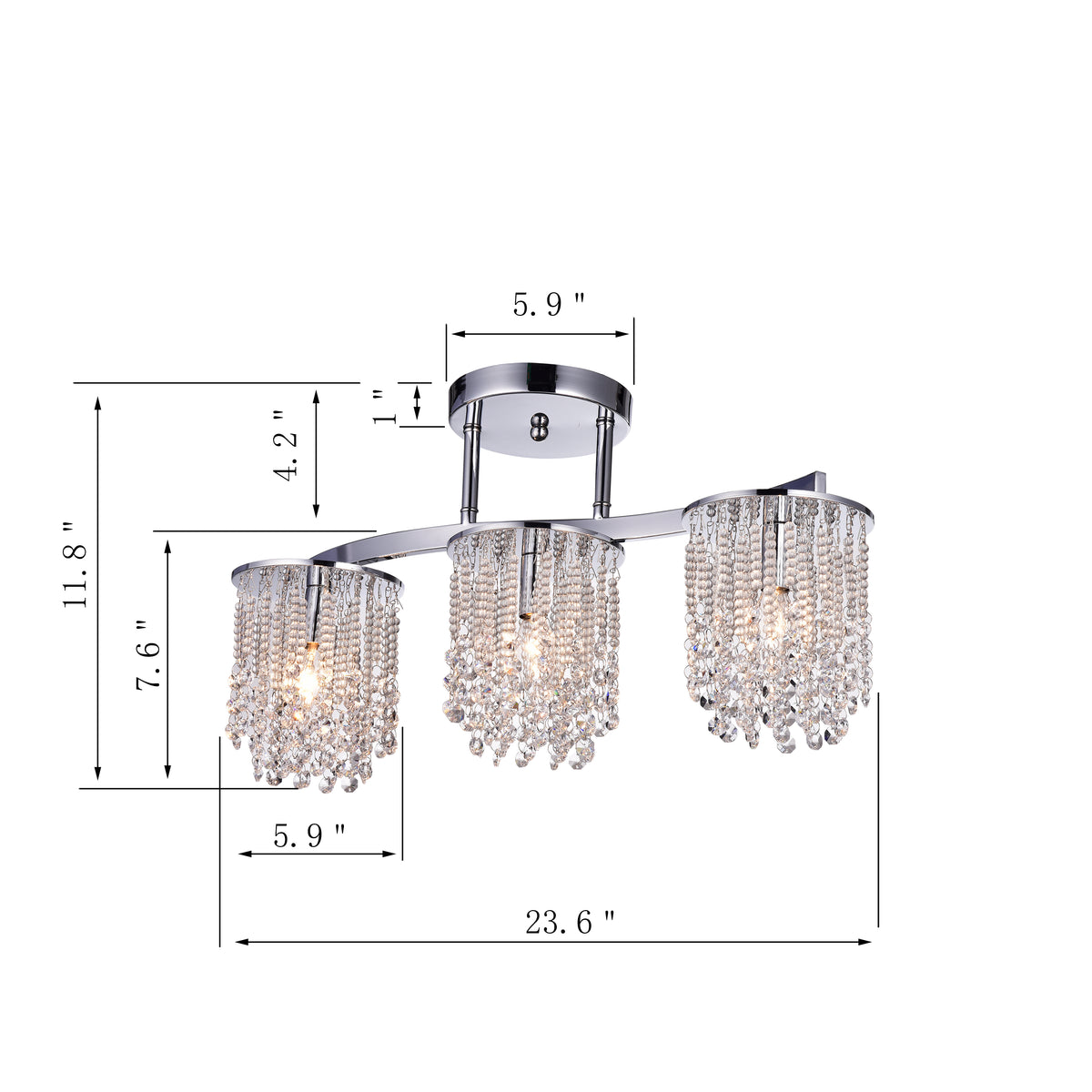 Denissa 3-Light Cluster Semi-Flush Mount - Chrome