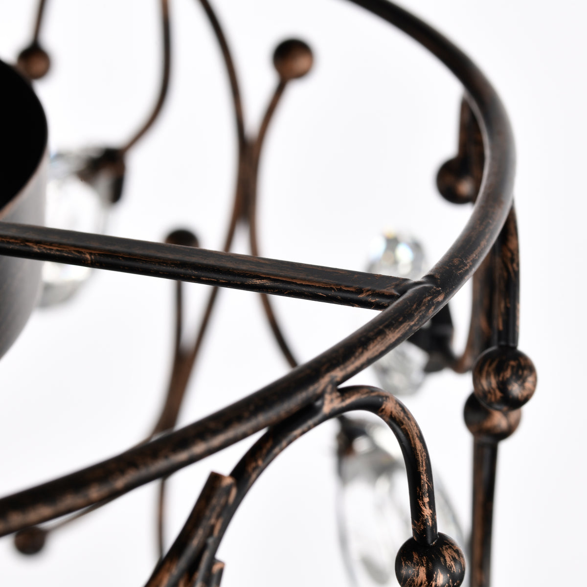 Eurema 4-Light Statement Drum Semi-Flush Mount w/ Crystal Elements - Black Brushed Bronze