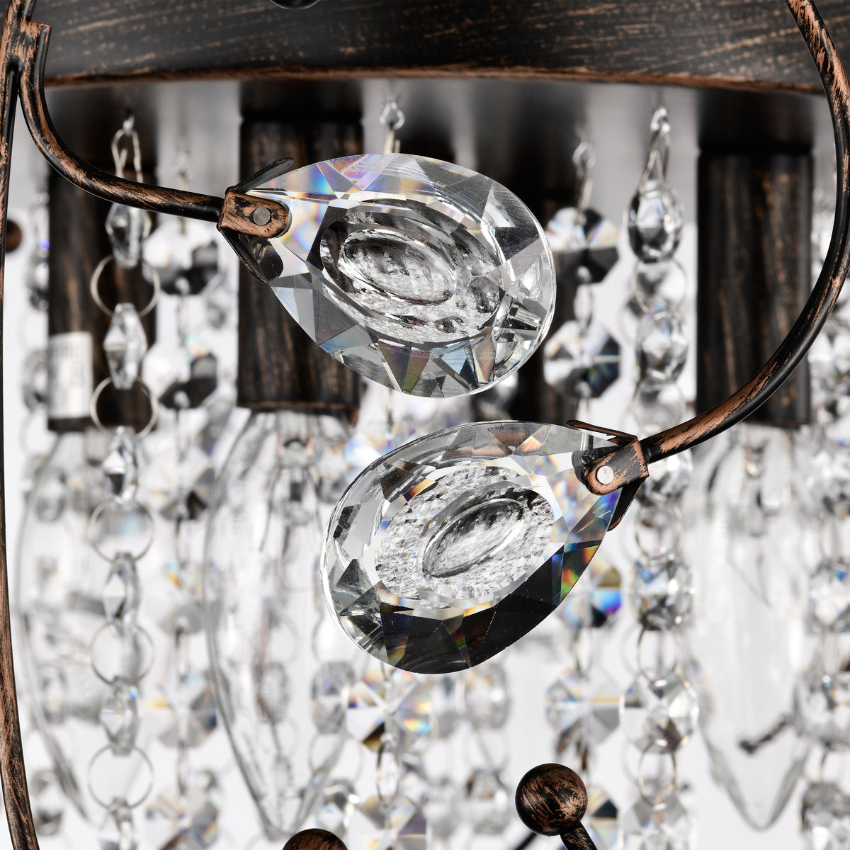 Eurema 4-Light Statement Drum Semi-Flush Mount w/ Crystal Elements - Black Brushed Bronze