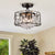 Eurema 4-Light Statement Drum Semi-Flush Mount w/ Crystal Elements - Black Brushed Gold