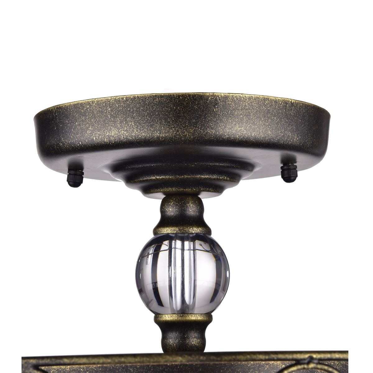 Eurema 4-Light Statement Drum Semi-Flush Mount w/ Crystal Elements - Black Brushed Gold