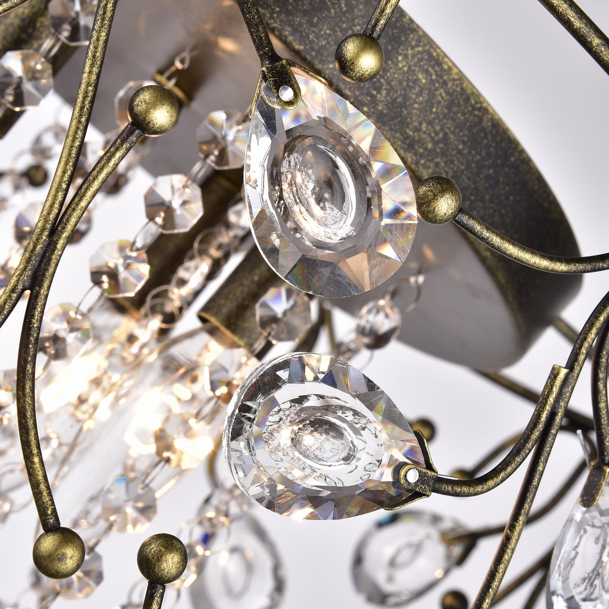 Eurema 4-Light Statement Drum Semi-Flush Mount w/ Crystal Elements - Black Brushed Gold