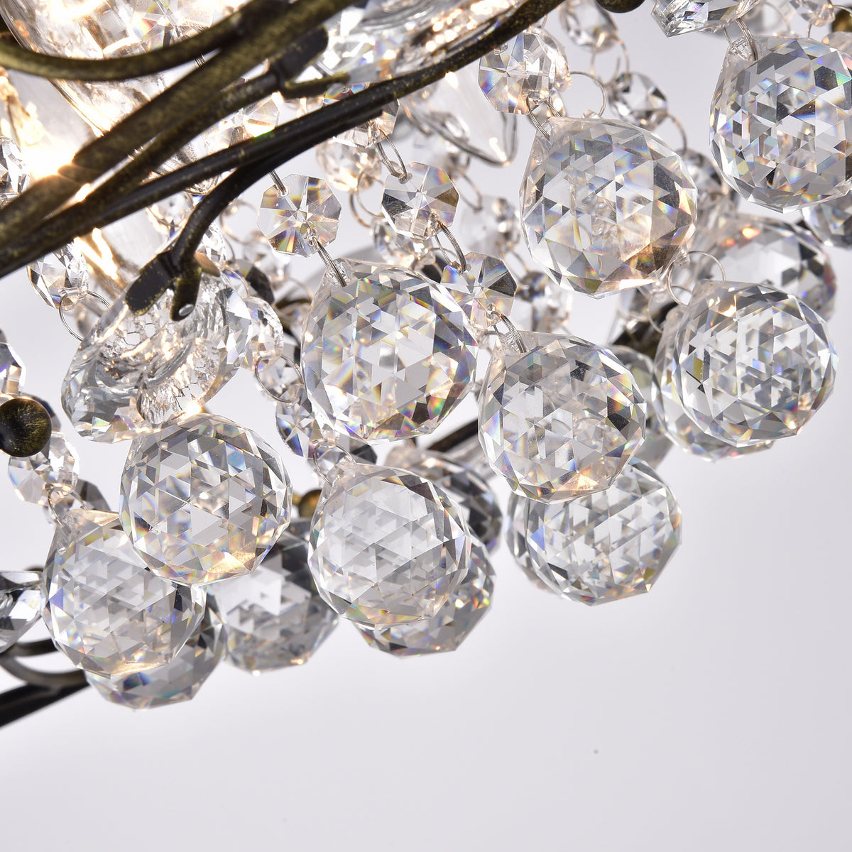 Eurema 4-Light Statement Drum Semi-Flush Mount w/ Crystal Elements - Black Brushed Gold