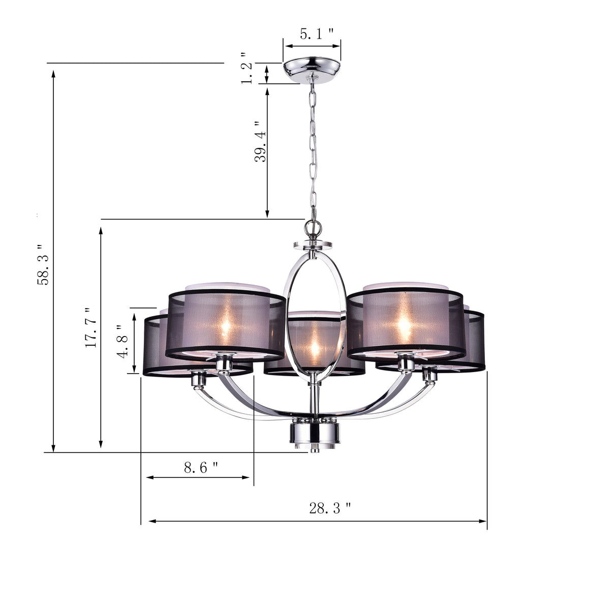Elu 5-Light Contemporary Chandelier