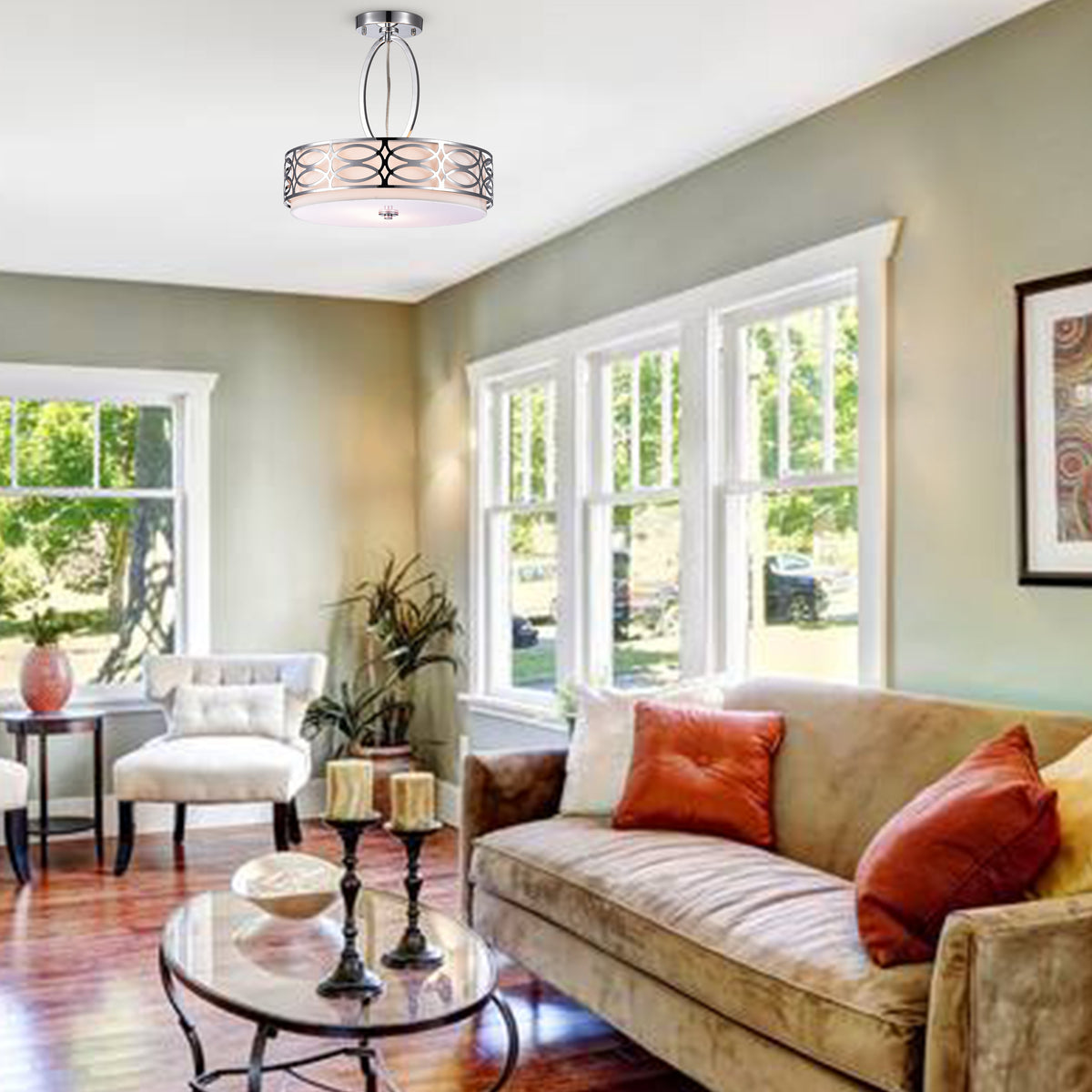 Ami 3-Light Drum Semi-Flush Mount