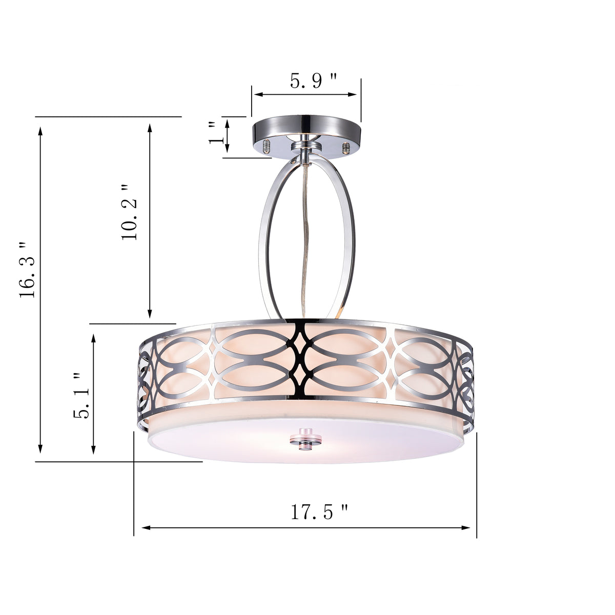 Ami 3-Light Drum Semi-Flush Mount