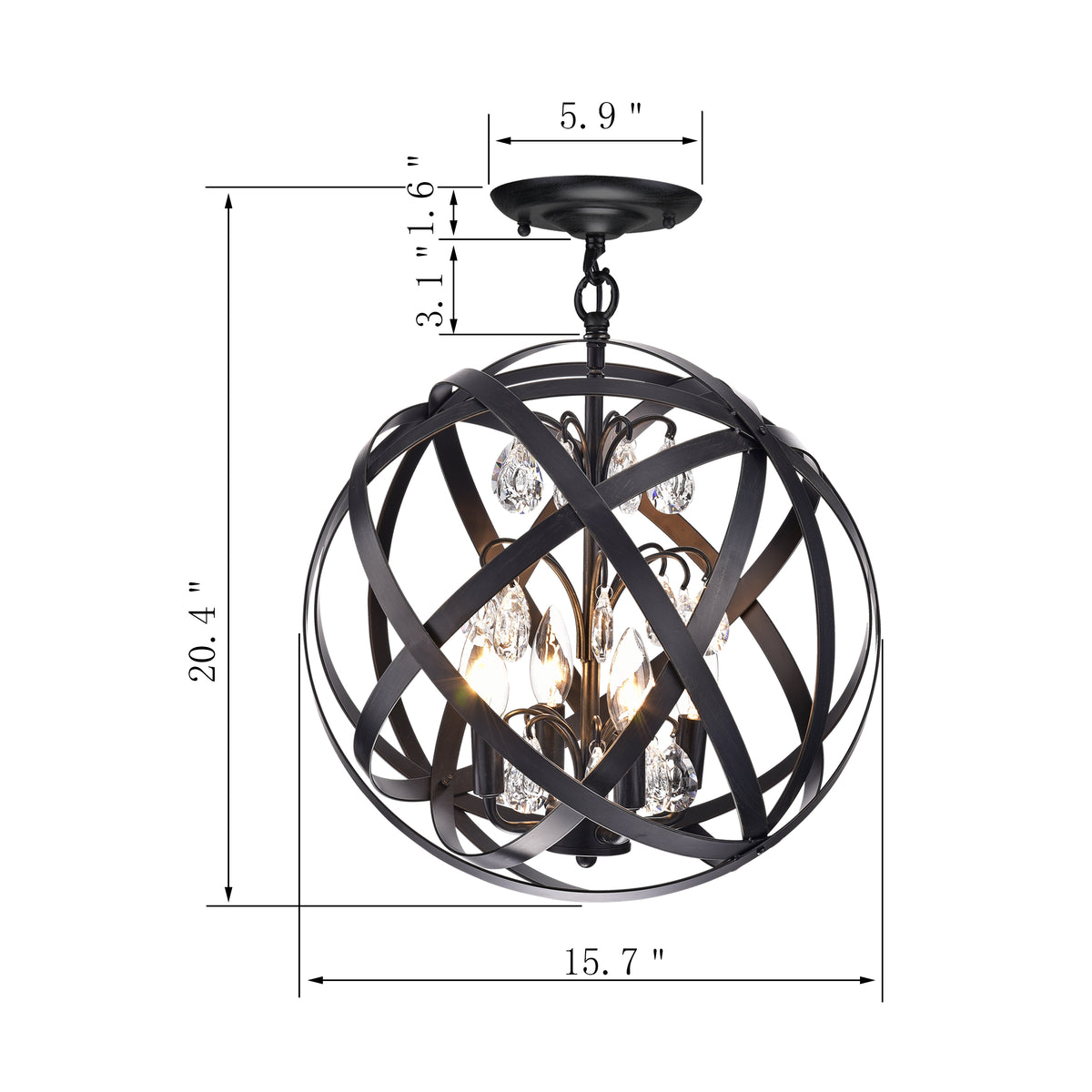 Calichi 4-Light Globe Semi-Flush Mount