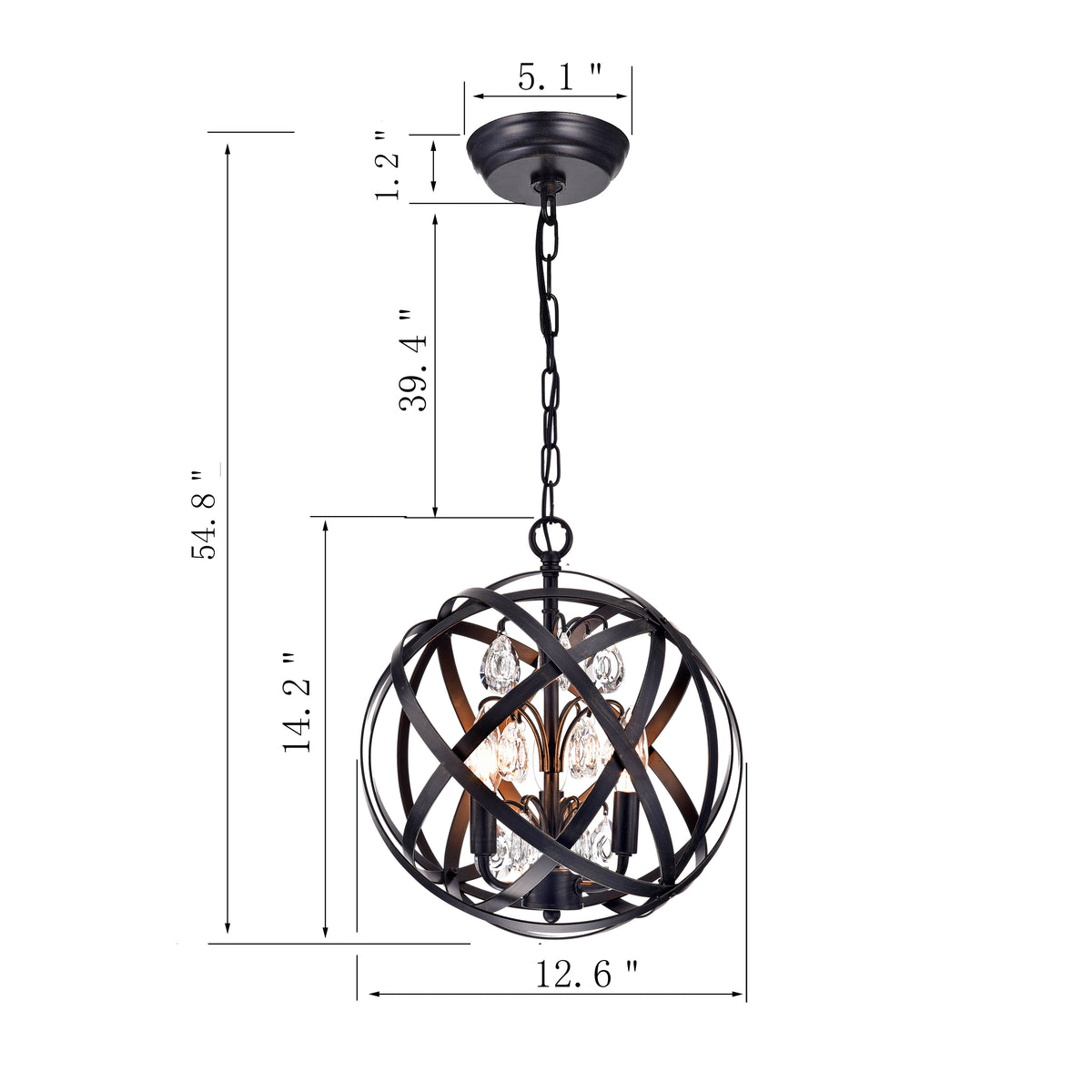 Denmoza 3-Light Globe Pendant