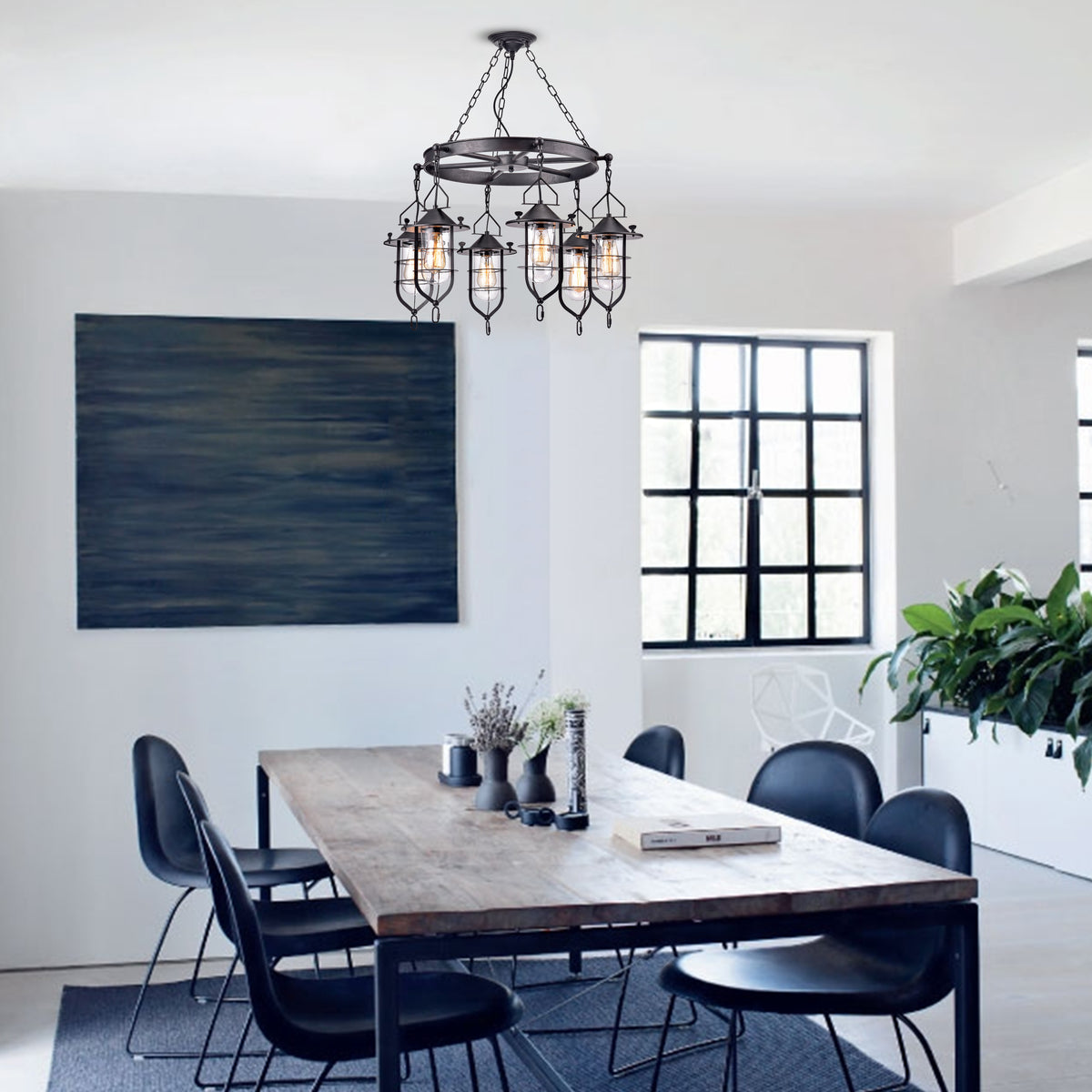 Anglet 6-Light Wagon Wheel Chandelier