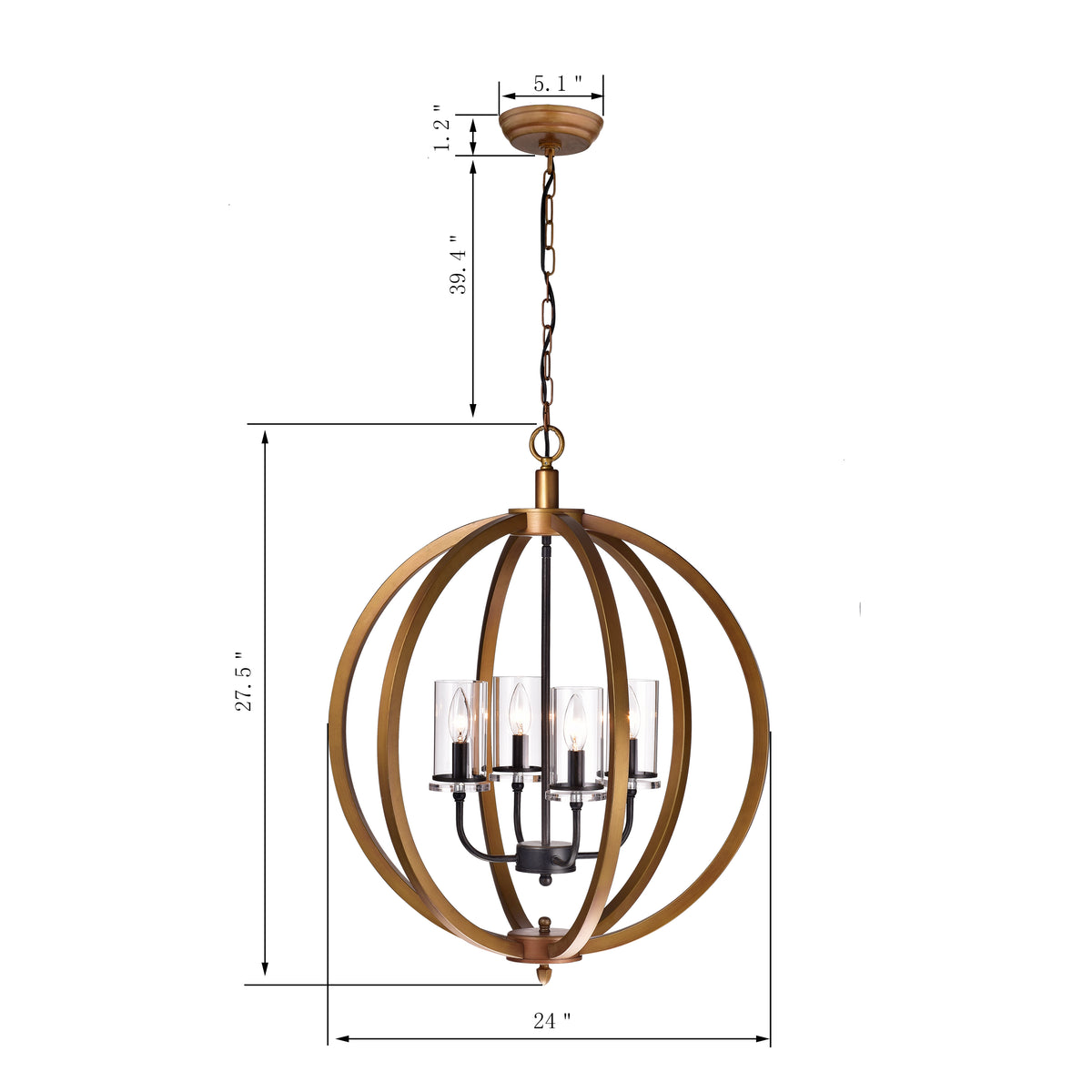 Erula 4-Light Globe Pendant - Gold