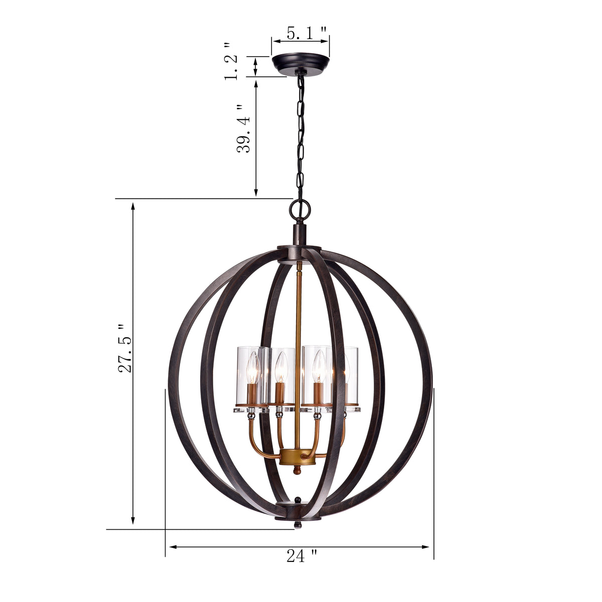 Erula 4-Light Globe Pendant - Light Black