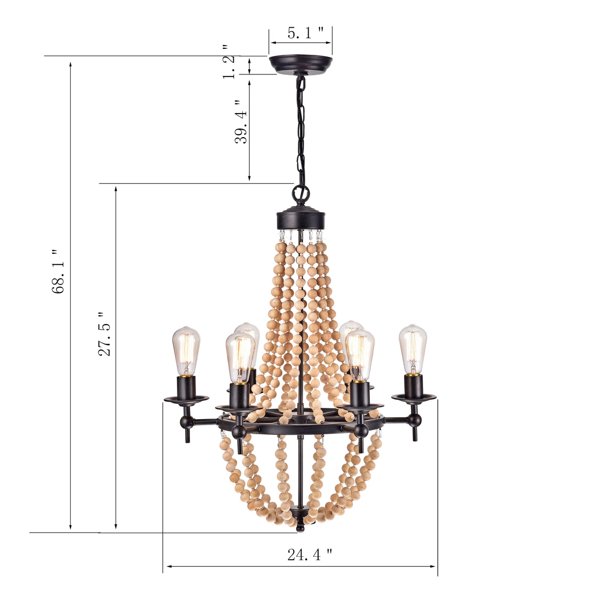 Akrita 6-Light Beaded Empire Chandelier