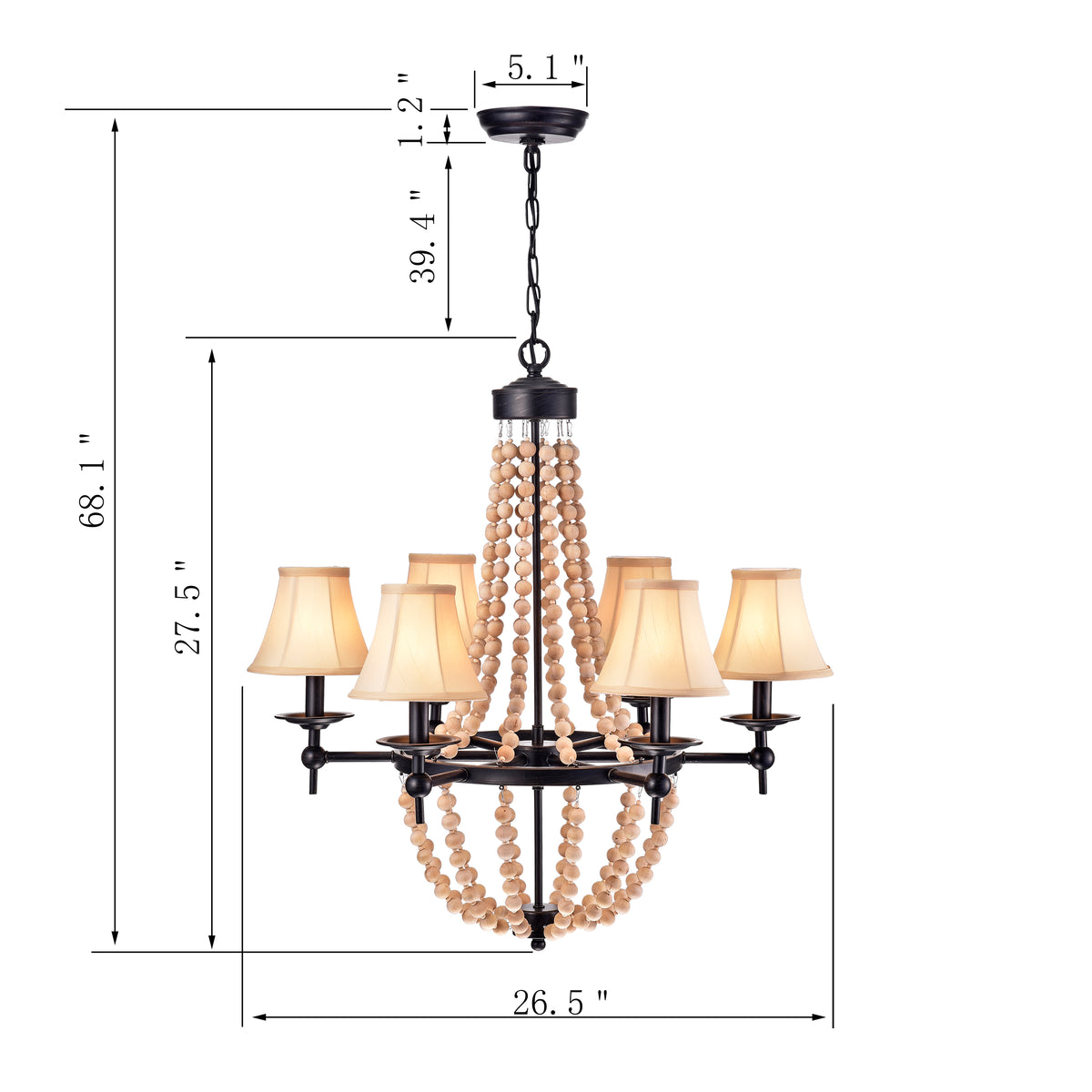 Betiana 6-Light Beaded Empire Chandelier
