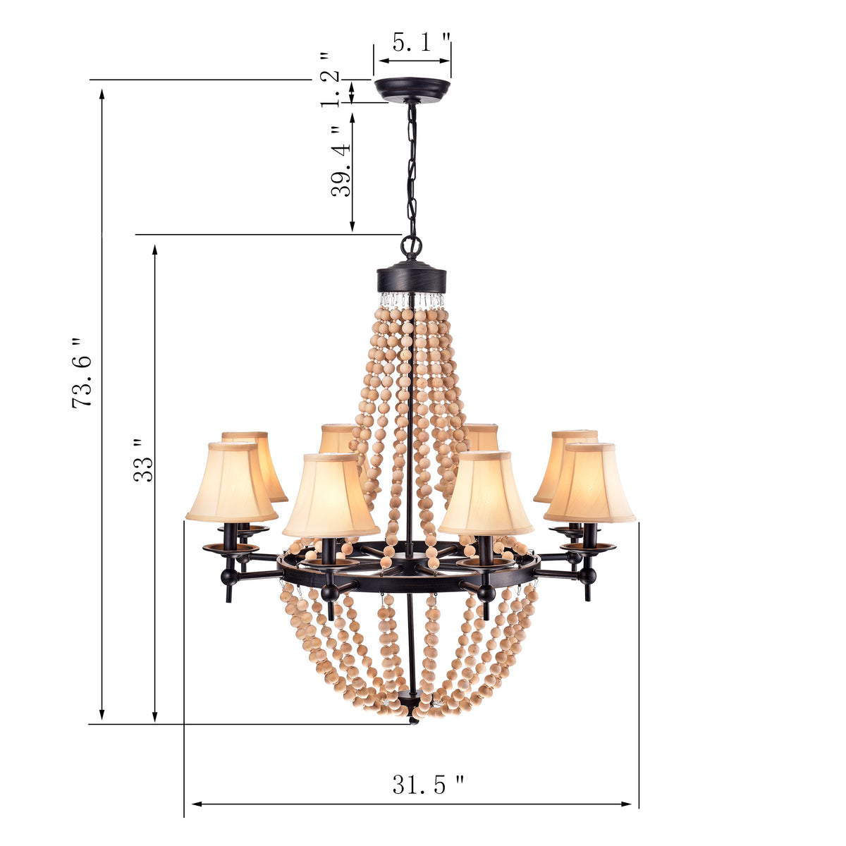 Bienna 8-Light Beaded Empire Chandelier