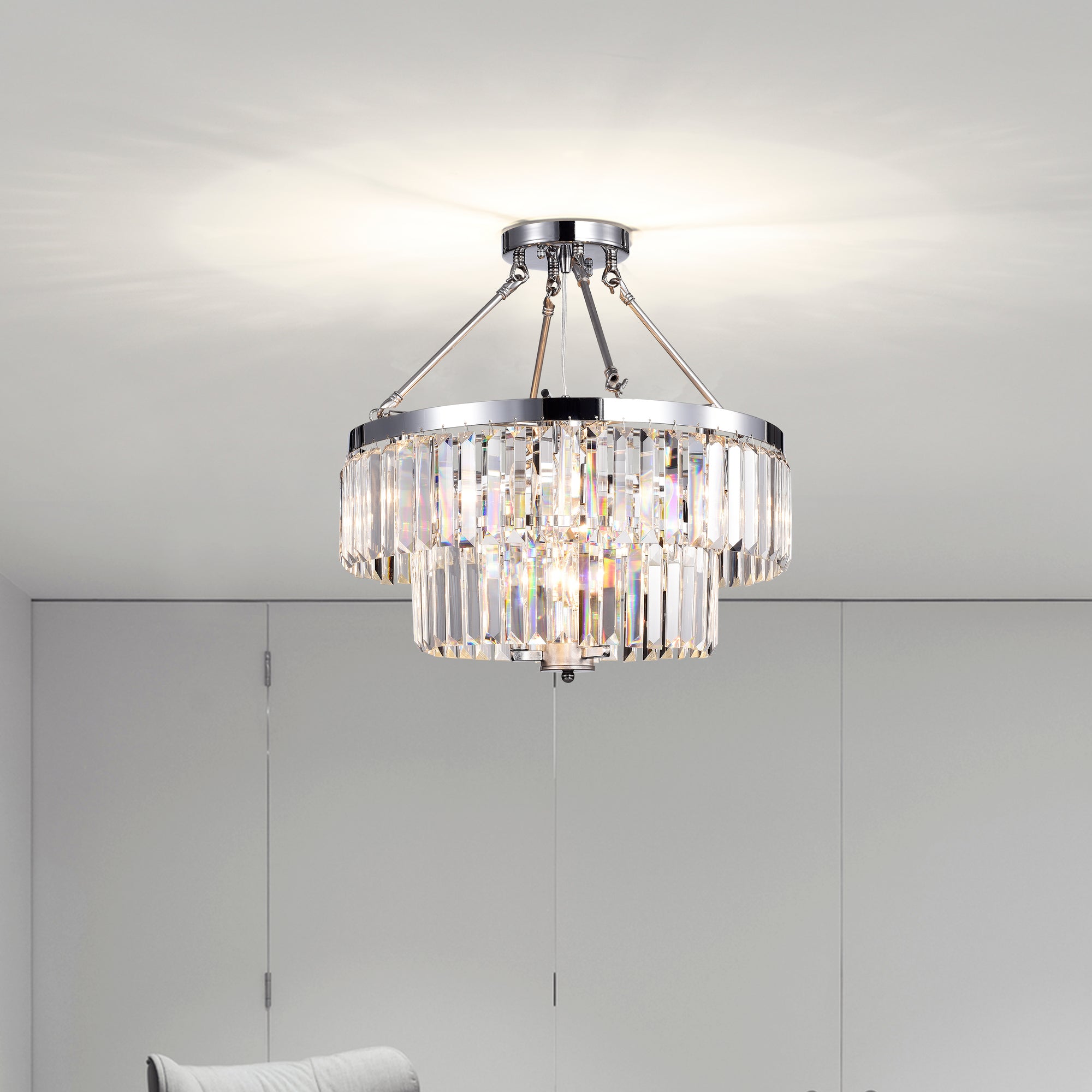 Lotos 9-Light Crystal Semi Flush Mount - Chrome