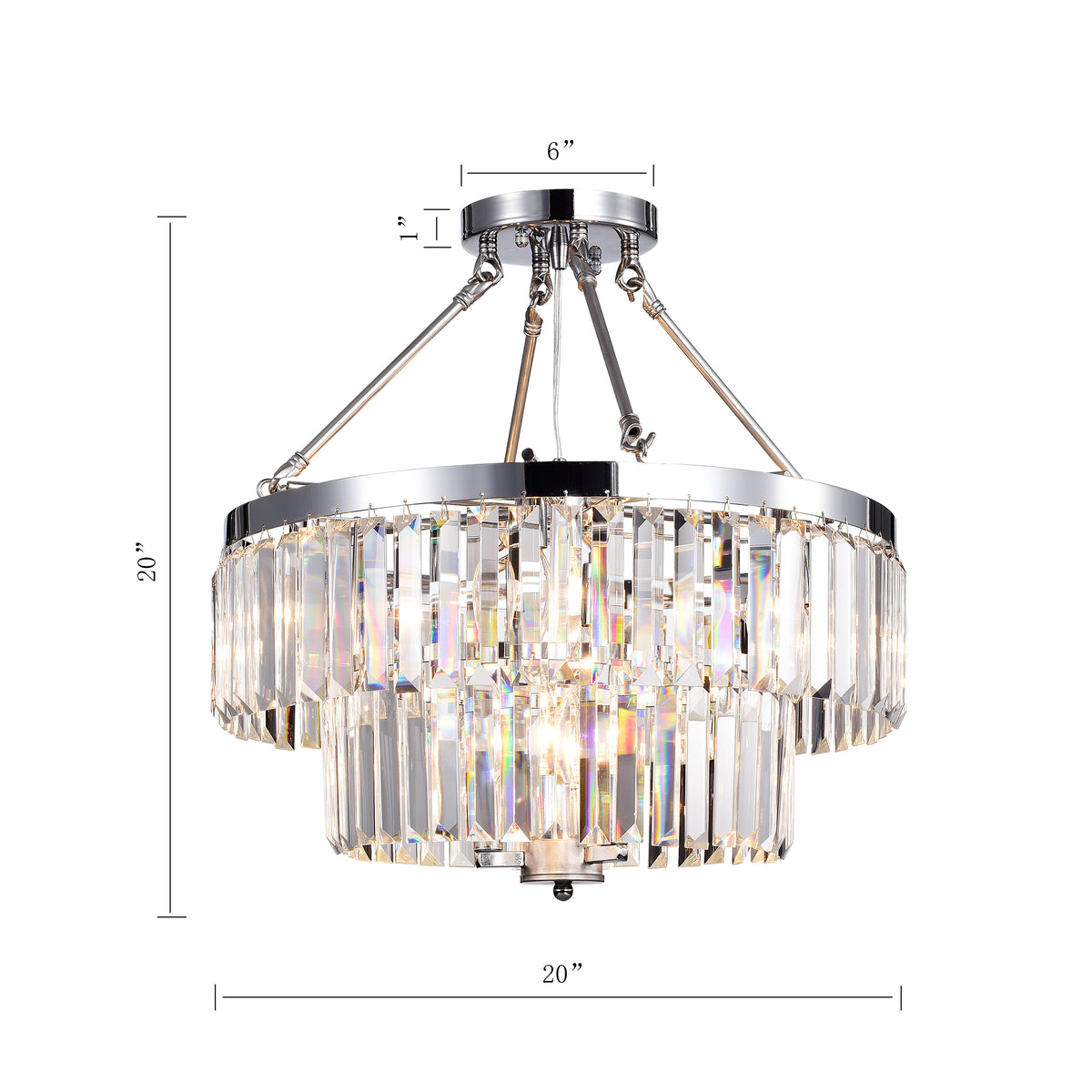 Lotos 9-Light Crystal Semi Flush Mount - Chrome